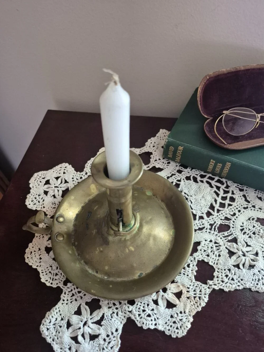 Antique Brass Chamberstick Candle Holder